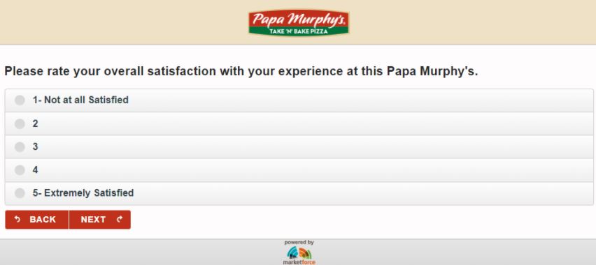 papa murphy's Customer survey