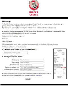 chuck e cheese survey