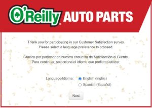 O'Reilly auto parts survey